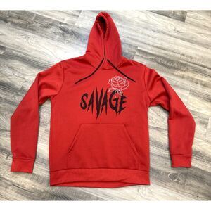 TRIUMPH TRAGEDY SAVAGE Rose Red Hoodie Sweatshirt M